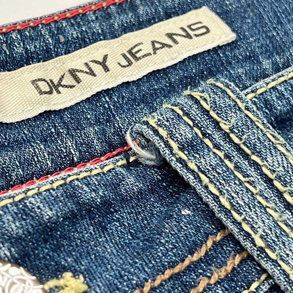 DKNY Denim Shorts Y2K Low Rise Vintage Embellished Jeans Beachside Polka Dots - Picture 11 of 17